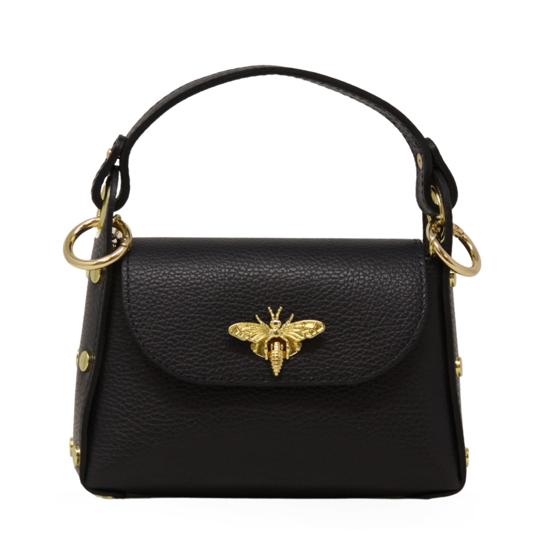 German Fuentes Handbags - GF1085 GENUINE ITALIAN LEATHER BUTTERFLY MINI BAG: NAVY BLUE