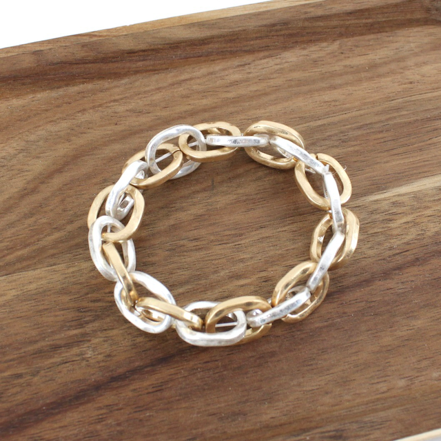 Pretty Persuasions - B24002 Chain Link Stretch Bracelet: 01 WG