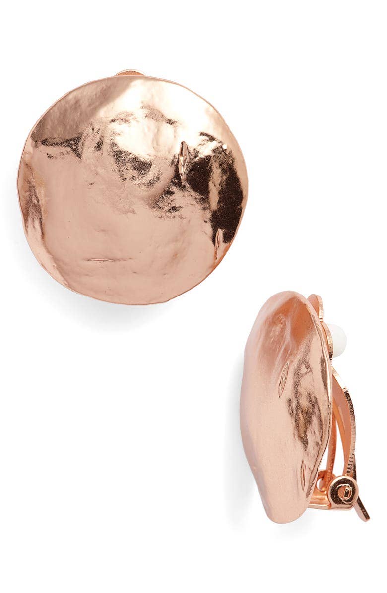 KARINE SULTAN - Shell Disc Clip On Earrings - Gold/Silver - Timeless: Gold