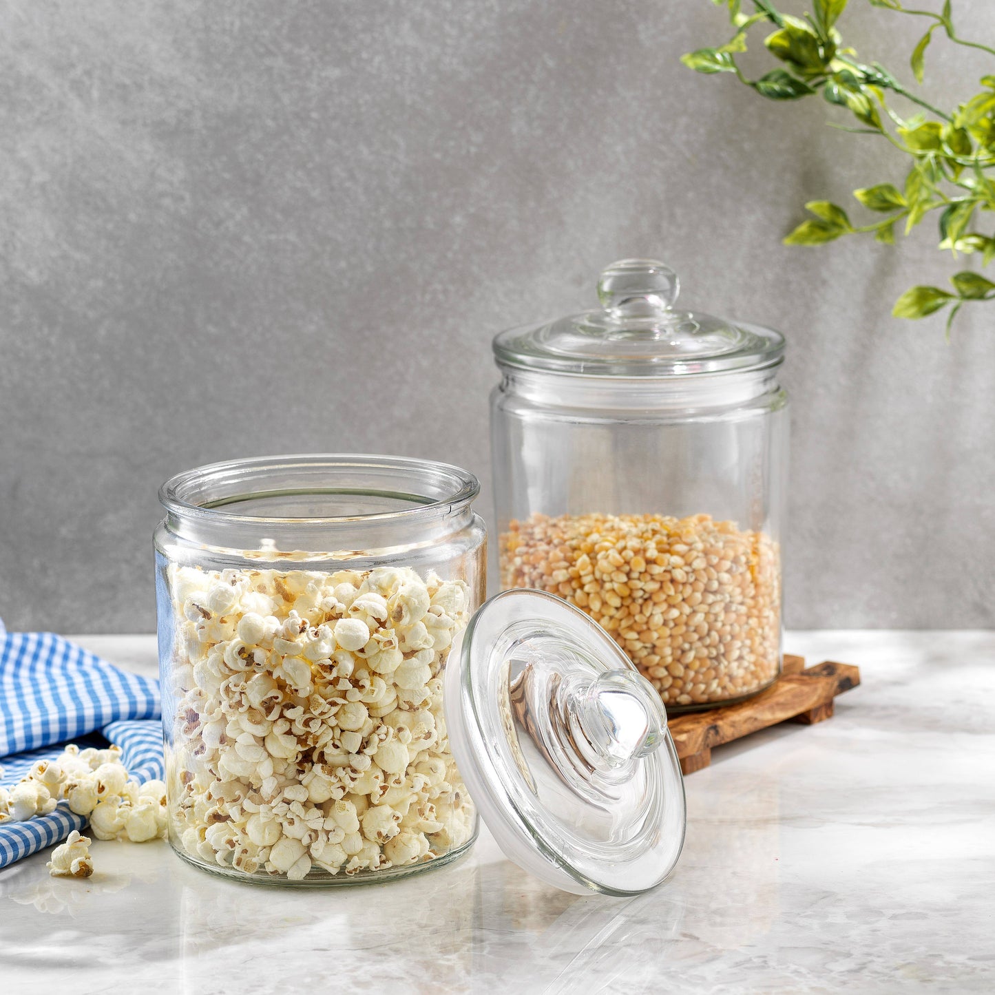 JoyJolt - JoyFul Round Glass Cookie Jar with Airtight Lids (67 oz)