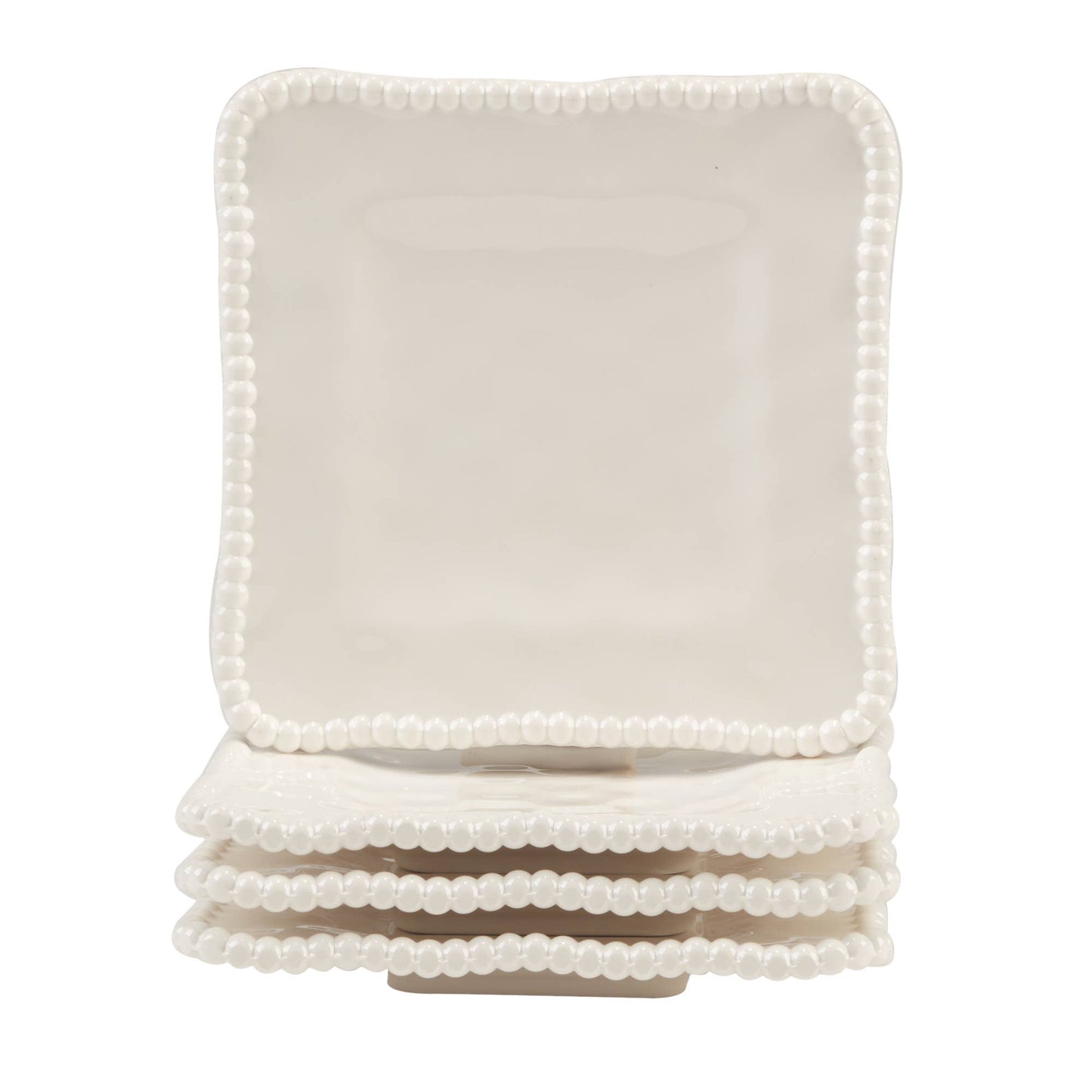 Certified International - Perlette Gift Cream Melamine Set of 4 SquareCanape Plates