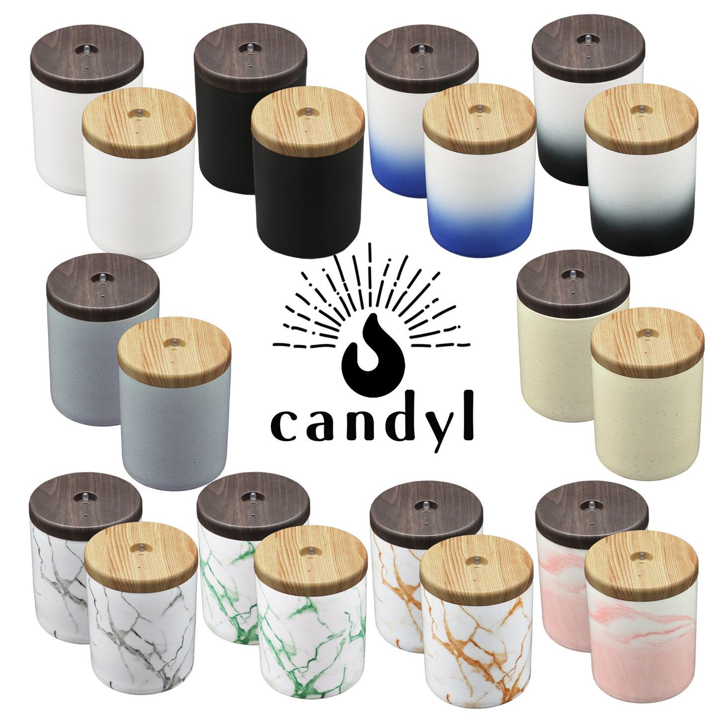 Candyl - Candyl Candle Diffuser with Rechargeable Battery: White Jar, Light Wood Top