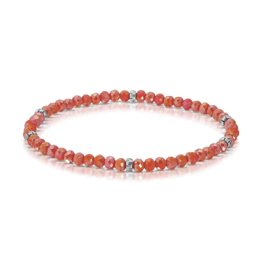 My Fun Colors - Mini Crystal Beaded Stretch Bracelet | So Many Great Colors!: Bright Coral+Silver Accent (MC411S)