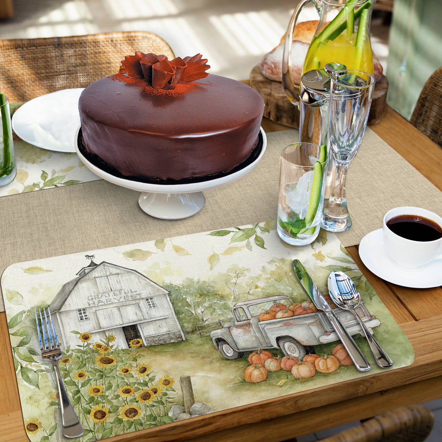 CounterArt/Highland Home/Thirstystone - Pumpkin Farm Reversible Rectangular Plastic Placemat
