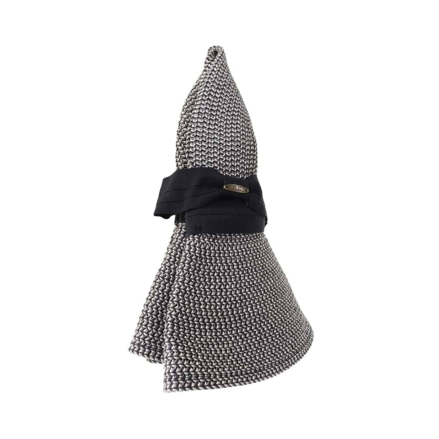 MiMi Wholesale - ST3954 Foldable Straw Sun Hat With Detachable Bow: Natural