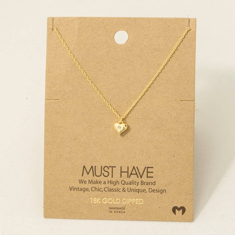 The Looks by Fame Accessories - Gold Dipped Mini Heart Pendant Necklace: G