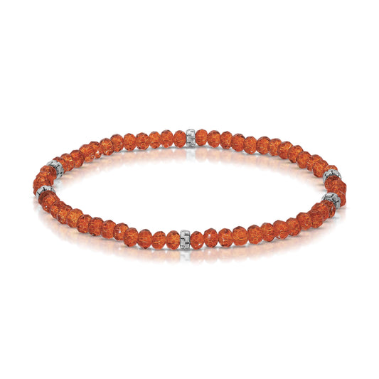 My Fun Colors - Mini Crystal Beaded Stretch Bracelet | So Many Great Colors!: Deep Orange+Silver Accent (MC404S)