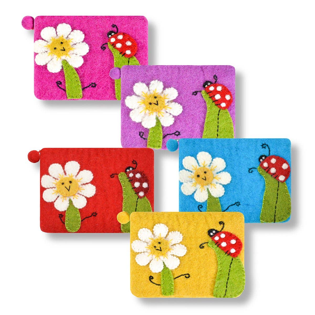 BNB Crafts Inc. - SunFlower and Lady Bug Coin Purse: Turquoise