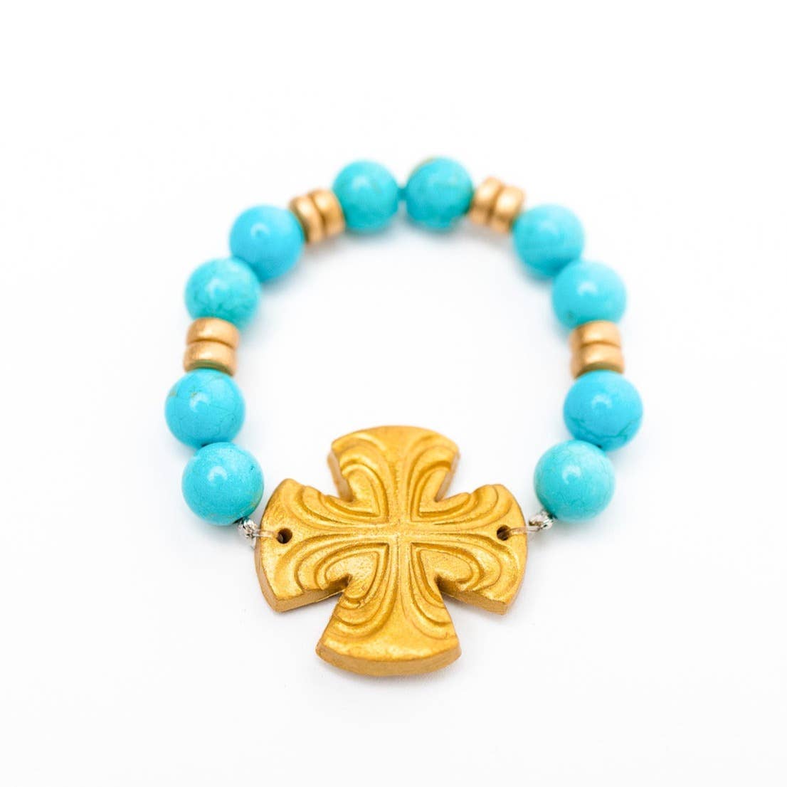Hidden Truth Jewelry - Turquoise Jade with Friendship Cross Bracelet