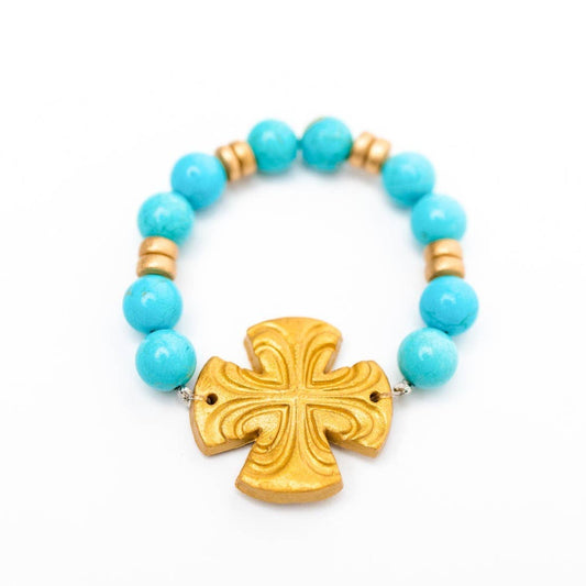 Hidden Truth Jewelry - Turquoise Jade with Friendship Cross Bracelet