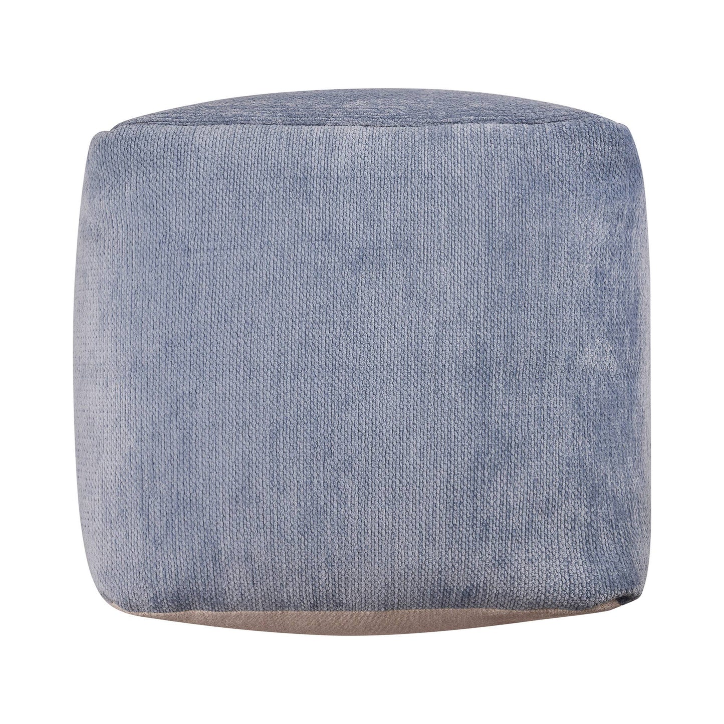 LR Home - Yaar Transitional Solid Chenille Indoor Pouf: Navy