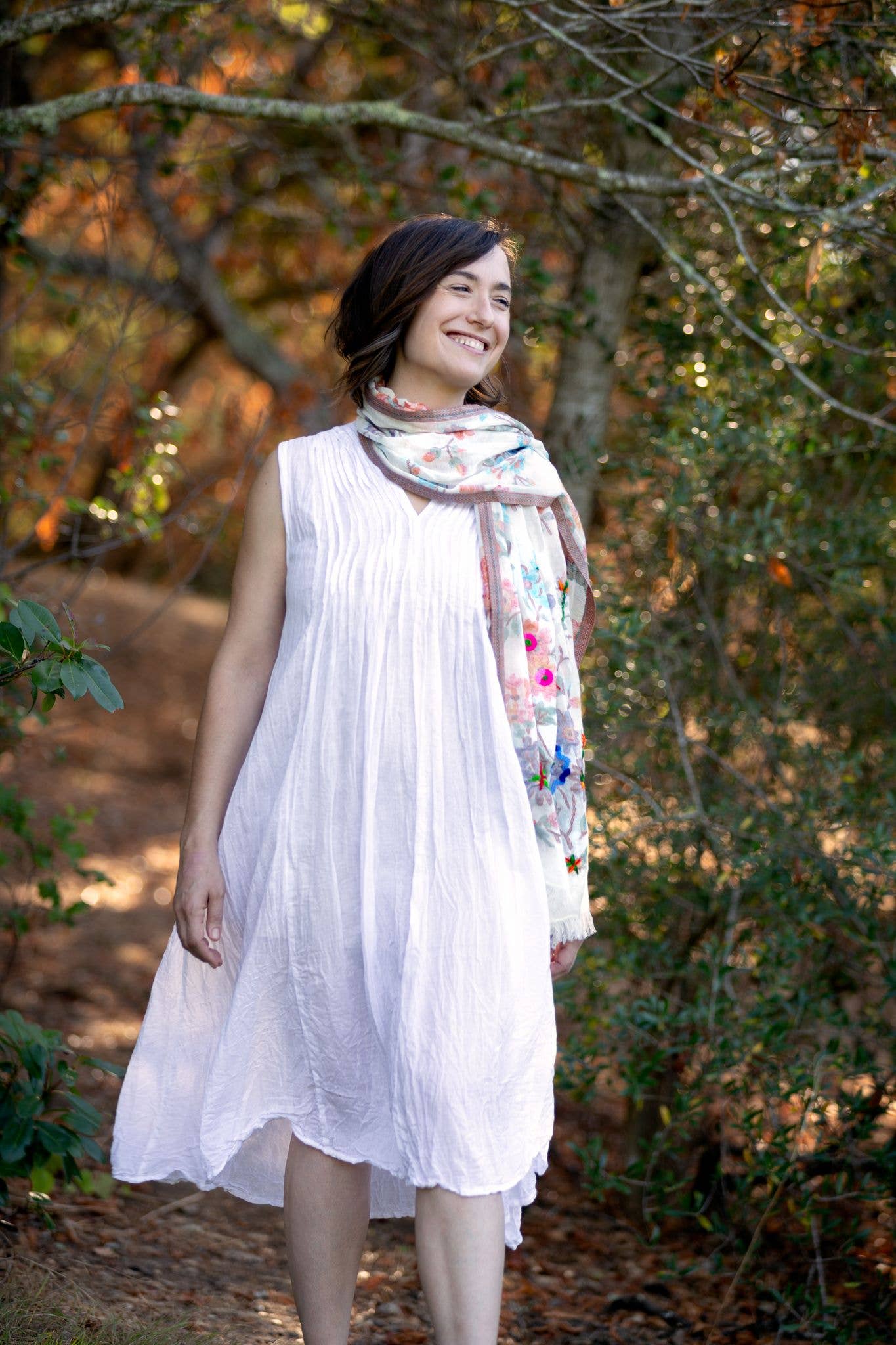 Dolma - Cleo Embroidered Scarf/Wrap Pink Multi