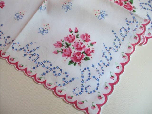 MOMENTS IN THYME - Happy Birthday Little Lady Keepsake Hanky Card: Happy Birthday/Blue