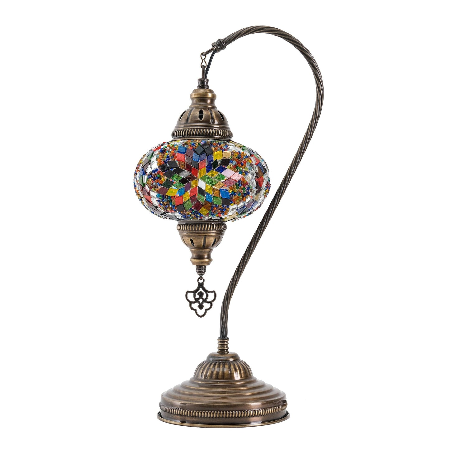 Mozaist LLC - Mozaist Handmade Turkish Mosaic Swan Table Lamp Multicolor