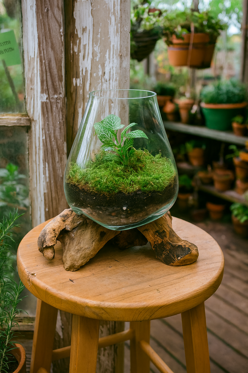 Asia West - X-Small Glass & Driftwood Terrarium (approx. 10"x 6" x 8"h)