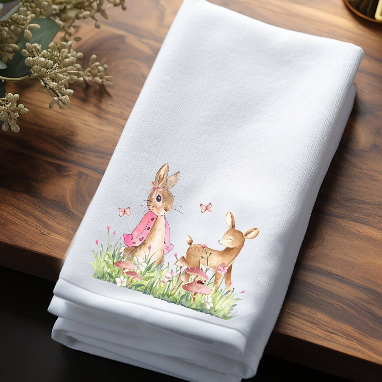 Fernville Creations - Bunny & Deer Easter Fingertip Towel and Hostess Gift