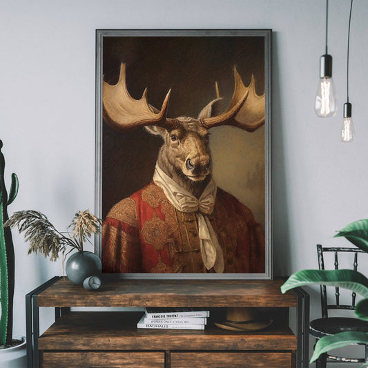 Ink & Drop - Moose Animal Portrait Print: 11 ¾ x 15 ¾ in | 30x40 cm / Matte