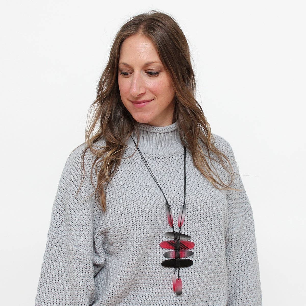 Sylca Designs - Red and Black Bennett Pendant Necklace