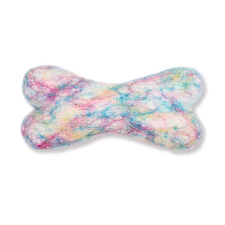 Ethical Global - Eco Wool Dog Bones/Toys: Polka Dot & Tie-Dyed (Fair Trade): Tye-Dyed / Small