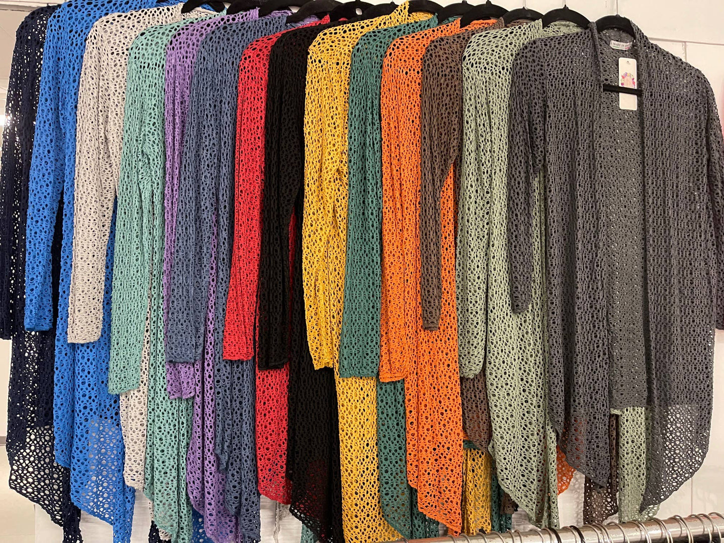 Dance in Paris - Mid Length soft and stretchy laser cut cardigan: S/M / Aqua