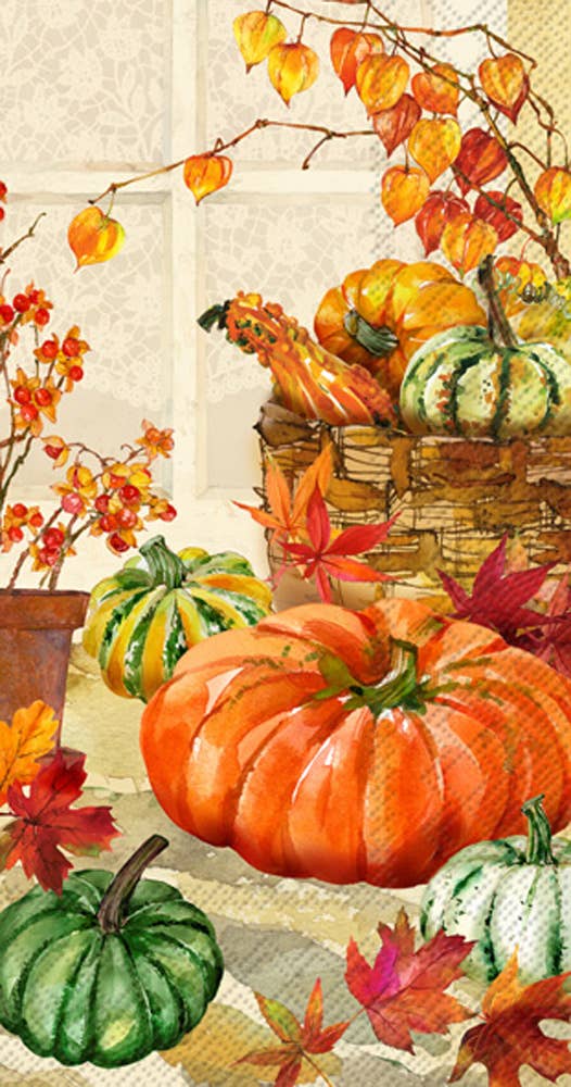 Boston International - Paper Guest Towels 16 ct Heirloom Pumpkins Fall/Thanksgiving