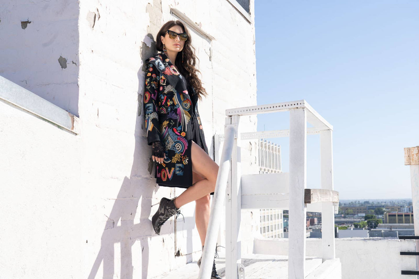 Adore - AD2609 MULTI COLOR EMBROIDERED CARDIGAN WITH HOOD: S