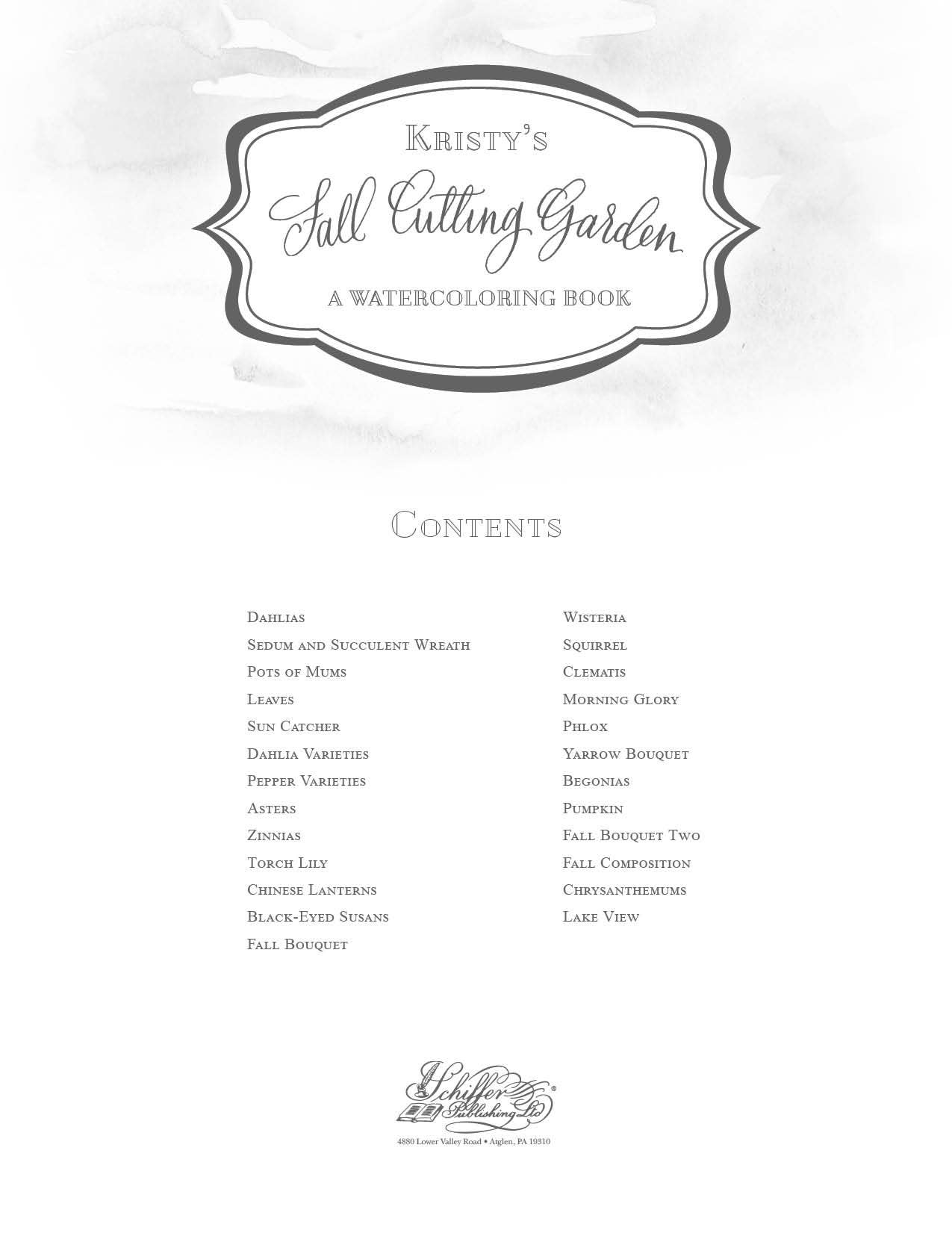 Schiffer Publishing - Kristy's Fall Cutting Garden: A Watercoloring Book