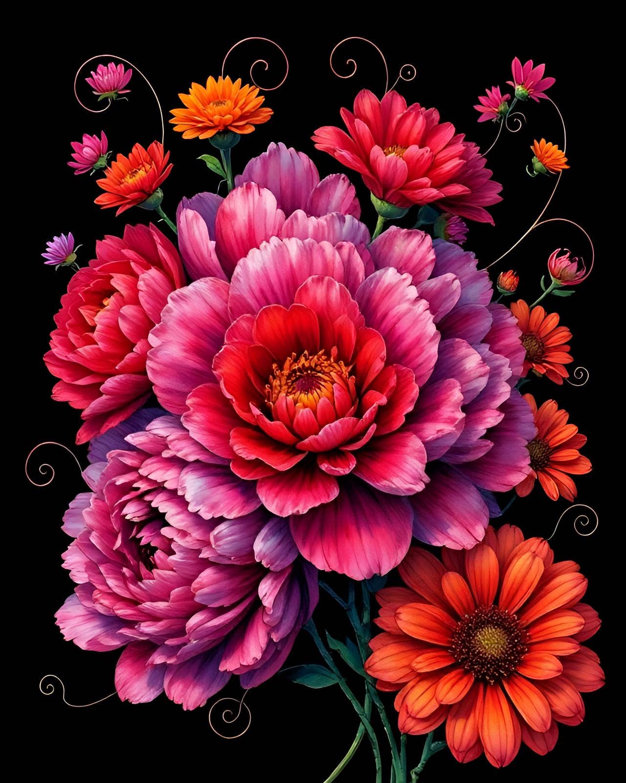 Wicked Cool Unicorn - Gothic Floral 5 x 7 Greeting Cards: 002