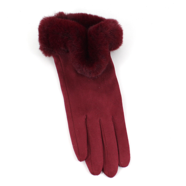 Pretty Persuasions - A24017 Faux Fur Trim Gloves (Velvet-Like): 09 Olive