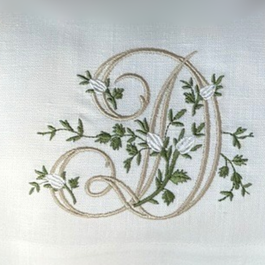 Arte Italica & Crown Linen Designs - Floral Monogram Towel - New: D