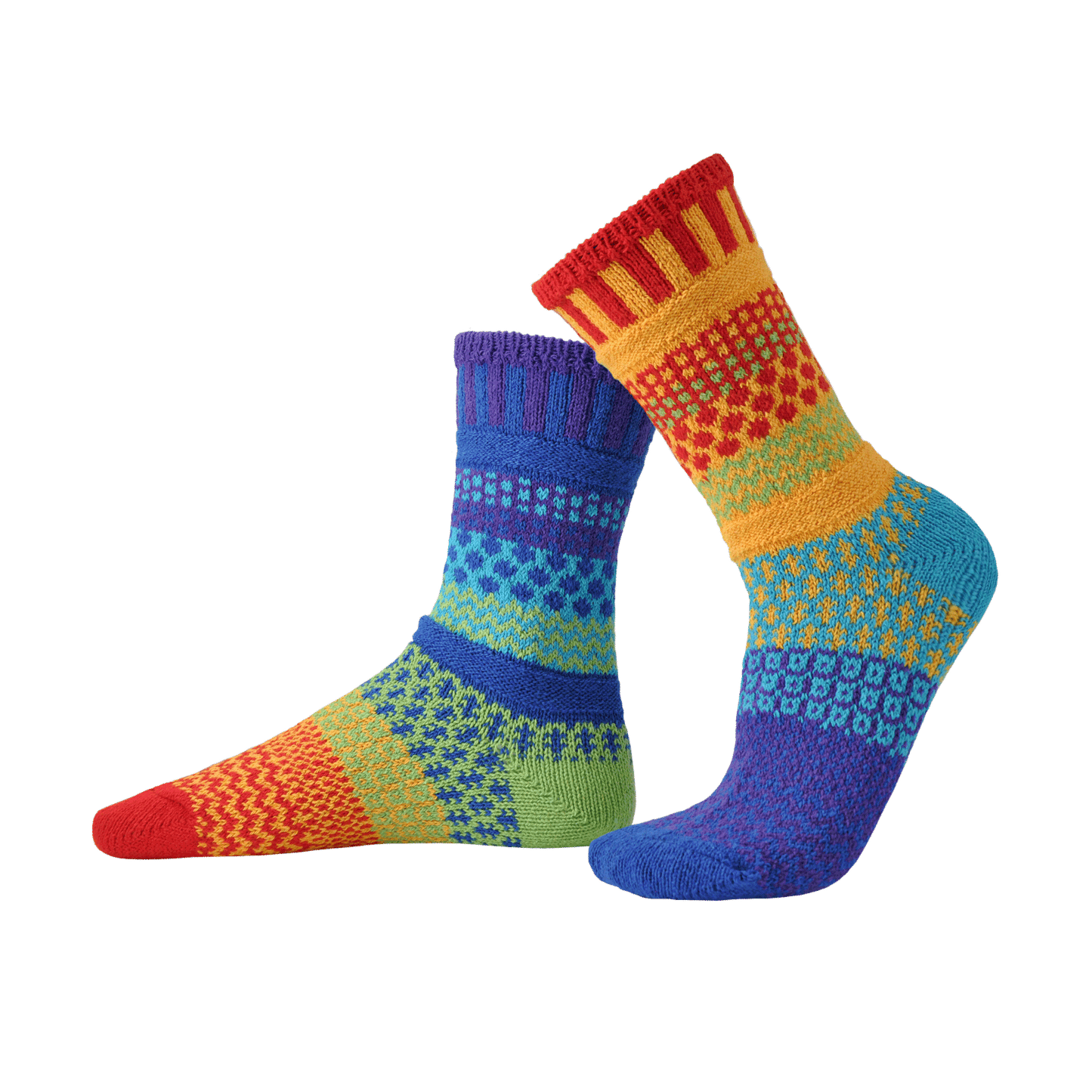Solmate Socks - Rainbow Crew Socks | Eco-Friendly & Made in the USA : Large (Women 10 - 12 / Men 9 - 11)