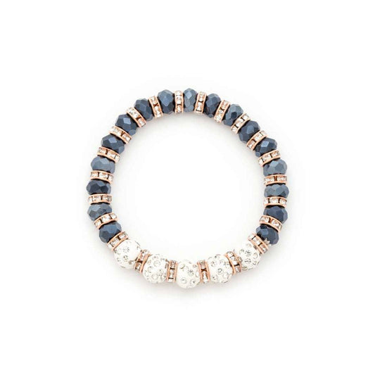 Artini Accessories - Crystal Beads Metallic Stretch Bracelet Set