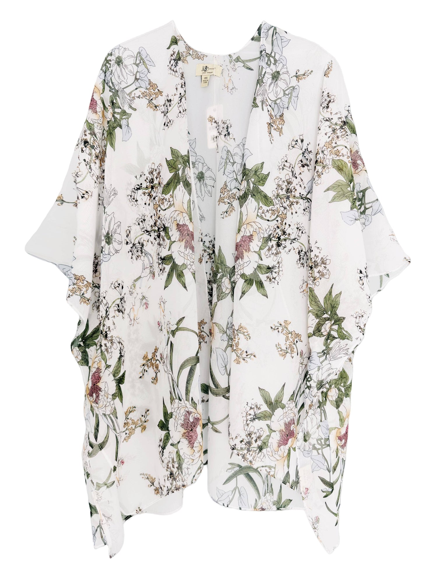 JC Sunny Fashion - 4 Colors--JC071231 Short Style Floral Kimono: Red