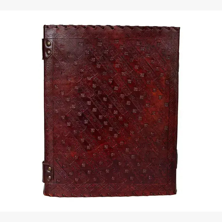 Tuzech Leather - Tuzech Handmade Vintage Seven Chakra Stone Embossed Diary: Brown / 10 x 7 inch / Unlined