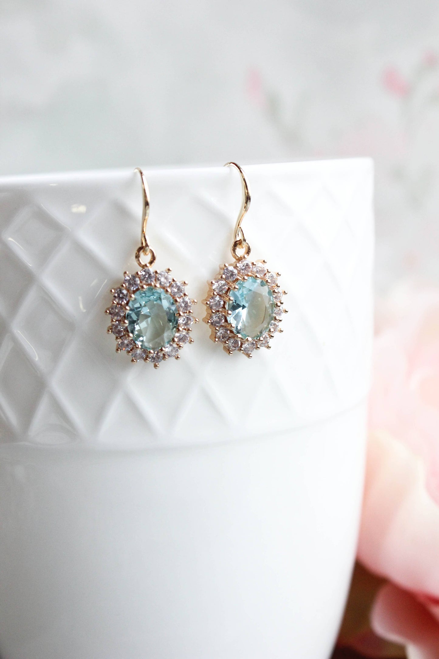 A Pocket of Posies - Aqua Glass Earrings