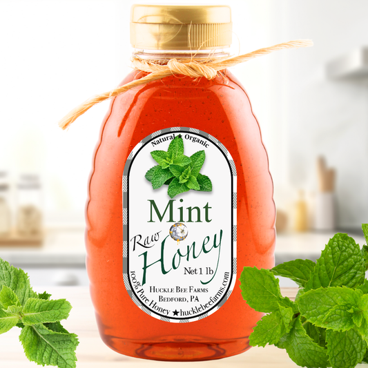 Huckle Bee Farms LLC - Mint Infused Raw Honey: 1 lb Bottle