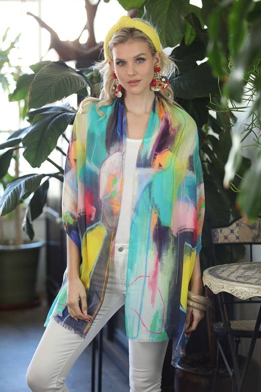 KikiSol - Bright Abstract Cotton Modal Scarf