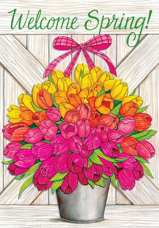 Custom Decor - Glorious Tulips-Flag by Deb Strain - 12” x 18”