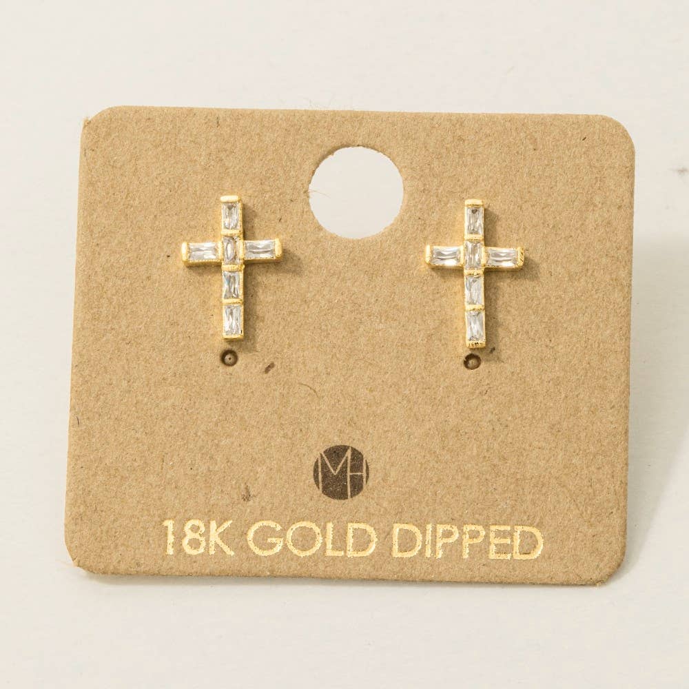 The Looks by Fame Accessories - Mini Cross Stud Earrings: G
