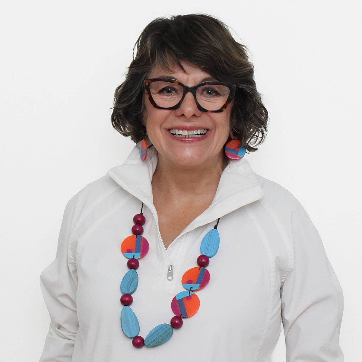 Sylca Designs - Orange Mixed Media Poppy Necklace