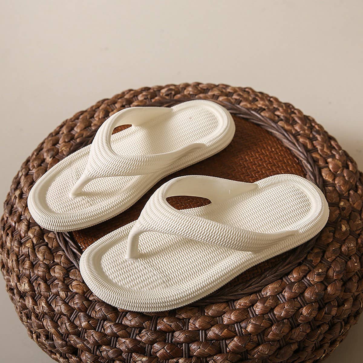 ACCITY - EVA SOLID COLOR FLIP-FLOPS SUMMER BEACH SLIPPERS_CWSHS0690: Black / (8) 1