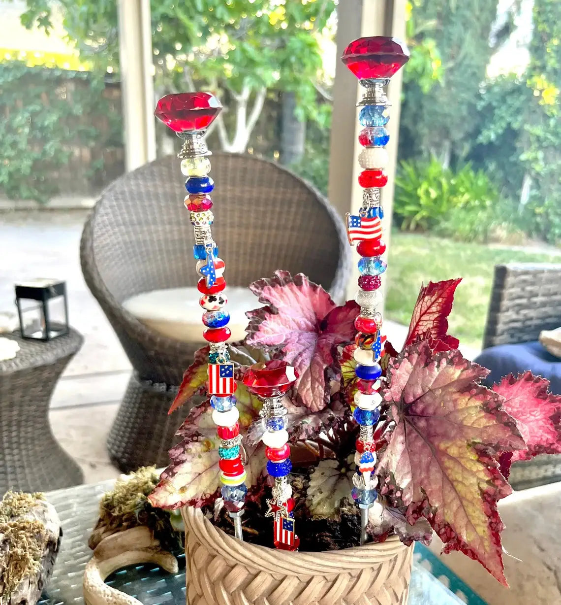 Sea of Bliss Shop - Red, White, Blue Patriotic Garden Stakes: Blue / Charm / 11 inch