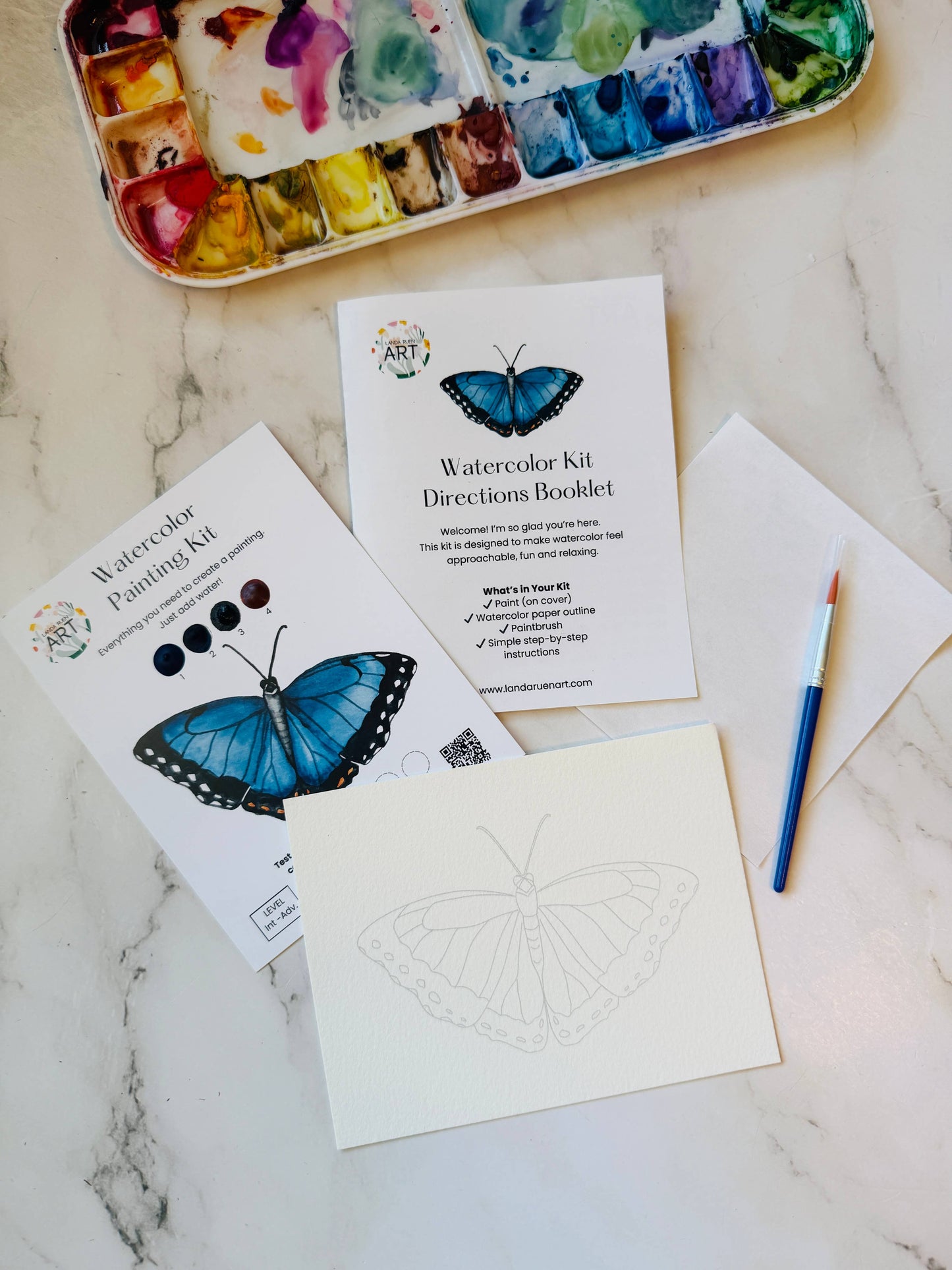 Landa Ruen Art - Morpho Butterfly Watercolor Kit