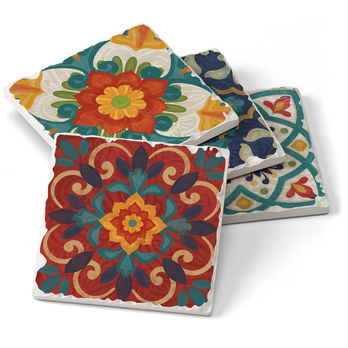 CounterArt/Highland Home/Thirstystone - Spanish Villa Assorted Image Tumbled Tile Coaster 4 Pack