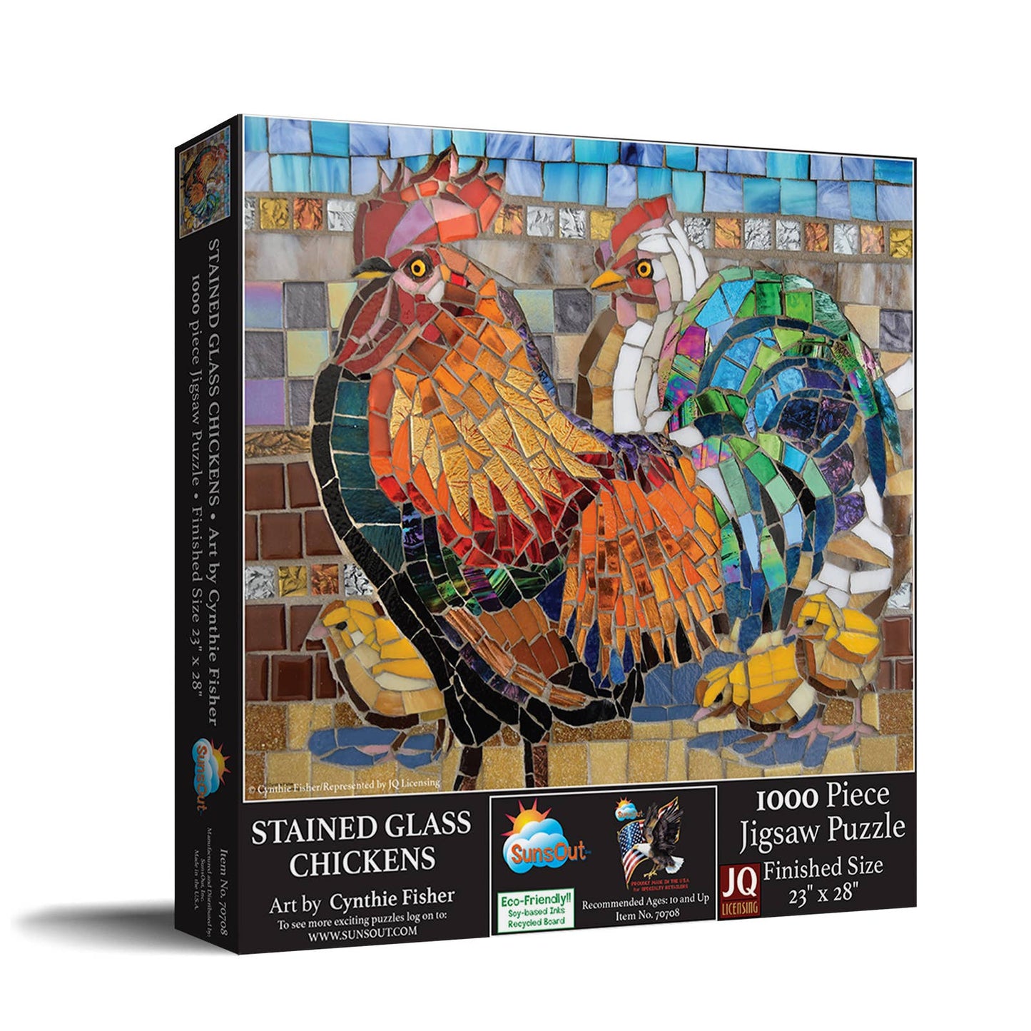 SunsOut - 5316 Stained Glass Chickens 1000 pc Puzzle