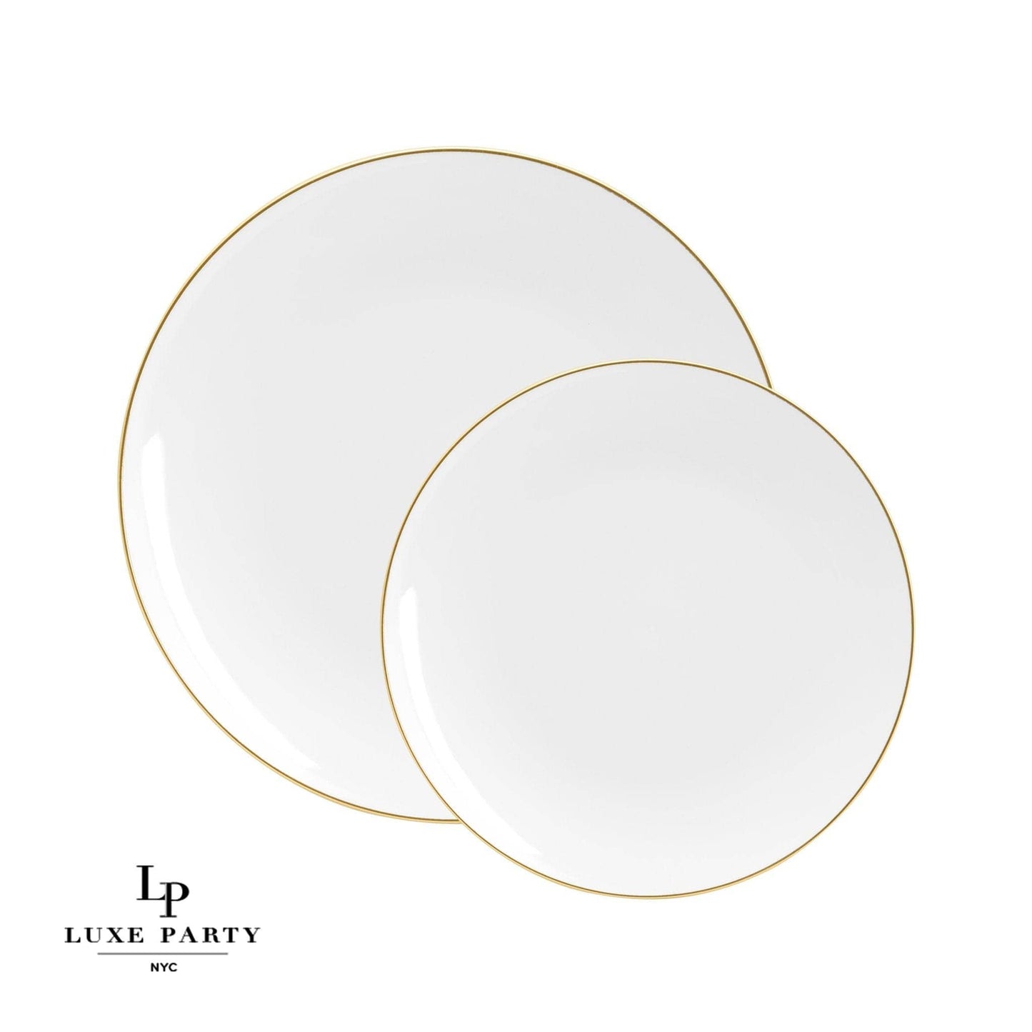 Luxe Party - Round White • Gold Plastic  Plates | 10 Pack: 7.25" Appetizer Plates