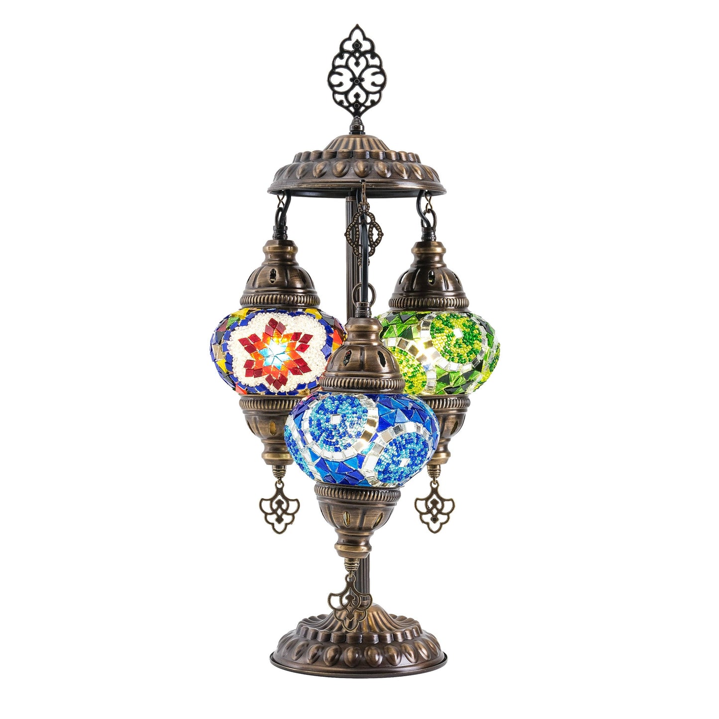 Mozaist - 3-Globe Turkish Mosaic Table Lamp (Multicolor)