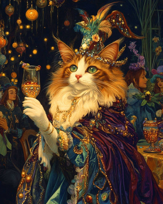 Mowbi - Wizards' Toast - Cat and Kitten Wall Art Prints -  8"x10" Artwork for 11"x14" Frame