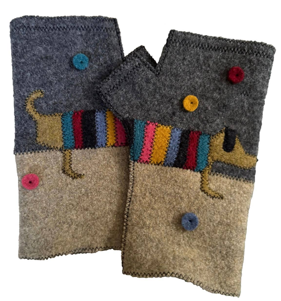 Woolflower - FG092 Hot Dog Fingerless Gloves