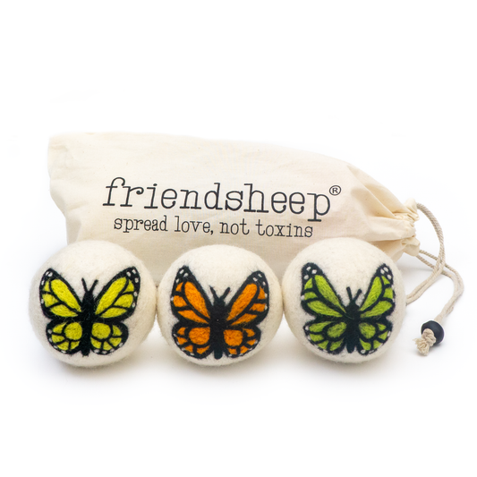 Friendsheep - Monarch Butterfly Eco Wool Dryer Ball Set of 3 - Sun: PACKAGE FREE